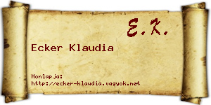 Ecker Klaudia névjegykártya